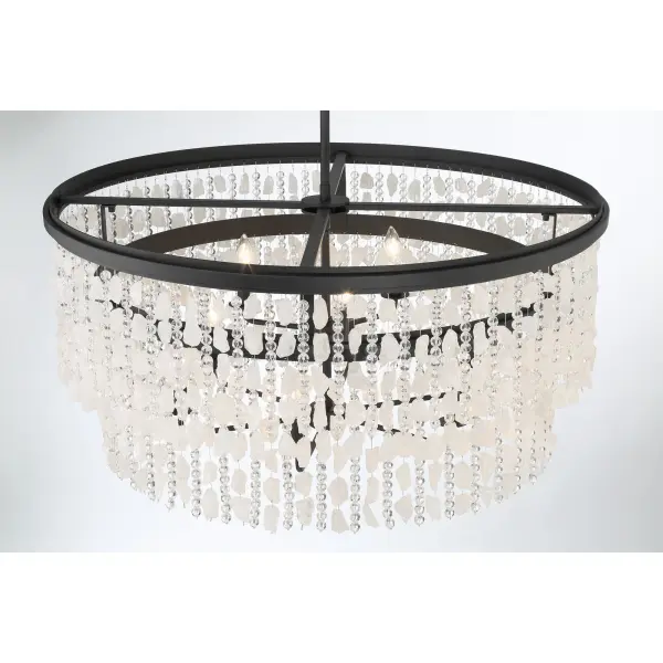 Dramatic Linear Chandelier with Crystalline Sparkle - Image 3