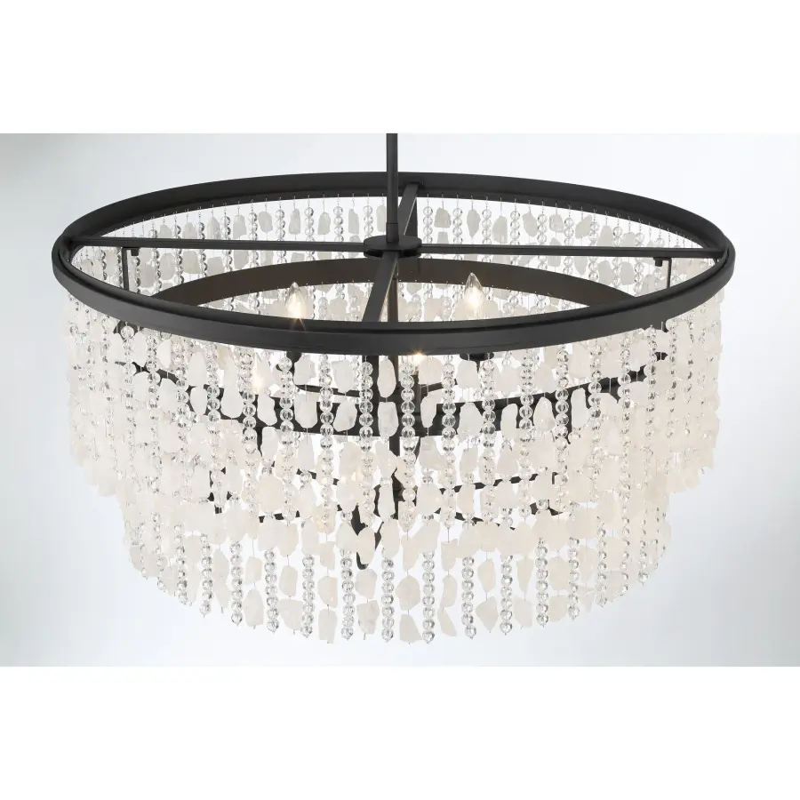 Dramatic Linear Chandelier with Crystalline Sparkle - Image 3