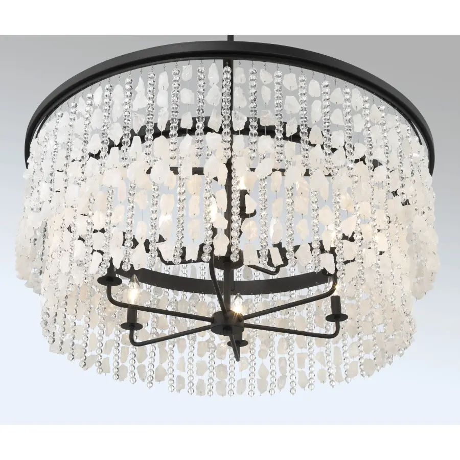 Dramatic Linear Chandelier with Crystalline Sparkle - Image 4