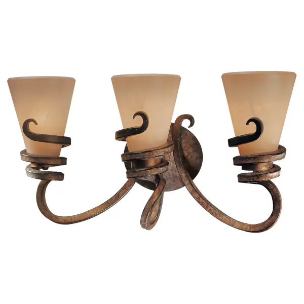 The Tofino 3-Light Bath fixture combines warm bronze tones with distinctive Marbre Grabar glass for sophisticated bathroom illumination. Its 23-inch width makes it ideal for medium vanities and powder rooms.