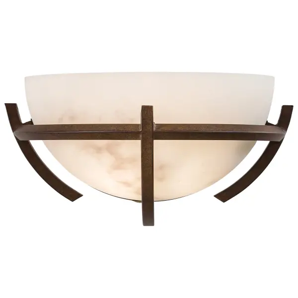 The Calavera wall sconce combines transitional styling with practical functionality. Its compact 12.75-inch width and warm Nutmeg finish pair beautifully with Alabaster Dust shades for soft, diffused lighting ideal for bathrooms and hallways.