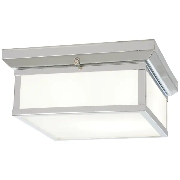 This compact 2-light flush mount delivers reliable ambient lighting in a traditional chrome finish. Its 13-inch diameter and 5.5-inch profile make it ideal for rooms with standard or lower ceilings.