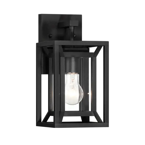 1 Light Outdoor Wall Mount in Sand Coal Black Finish with Clear Glass - alternate view