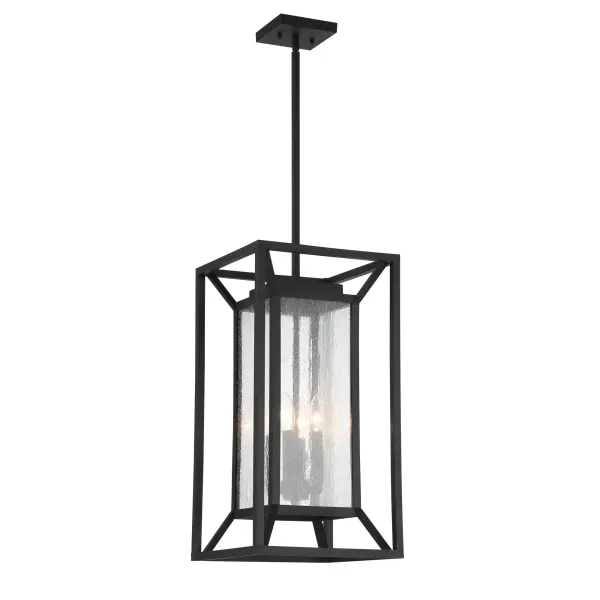 1 Light Hanging Lantern in Sand Coal Finish with Clear Seeded Glass - alternate view