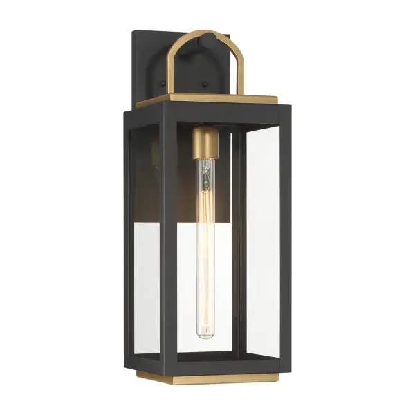 1-Light Lantern - Dark Matte Black and Legacy Brass