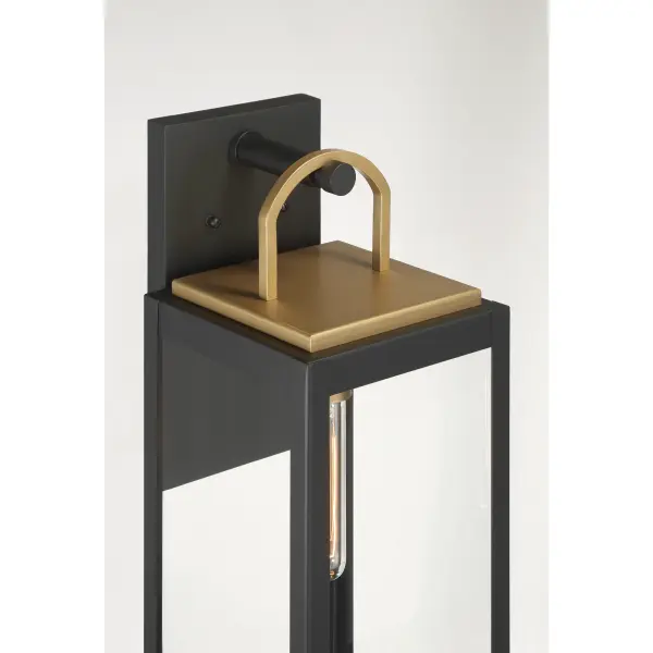 Fenmark 21.25" Dark Matte Black and Legacy Brass Outdoor Wall Lantern - Image 3