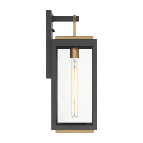 Fenmark 21.25" Dark Matte Black and Legacy Brass Outdoor Wall Lantern - Image 4