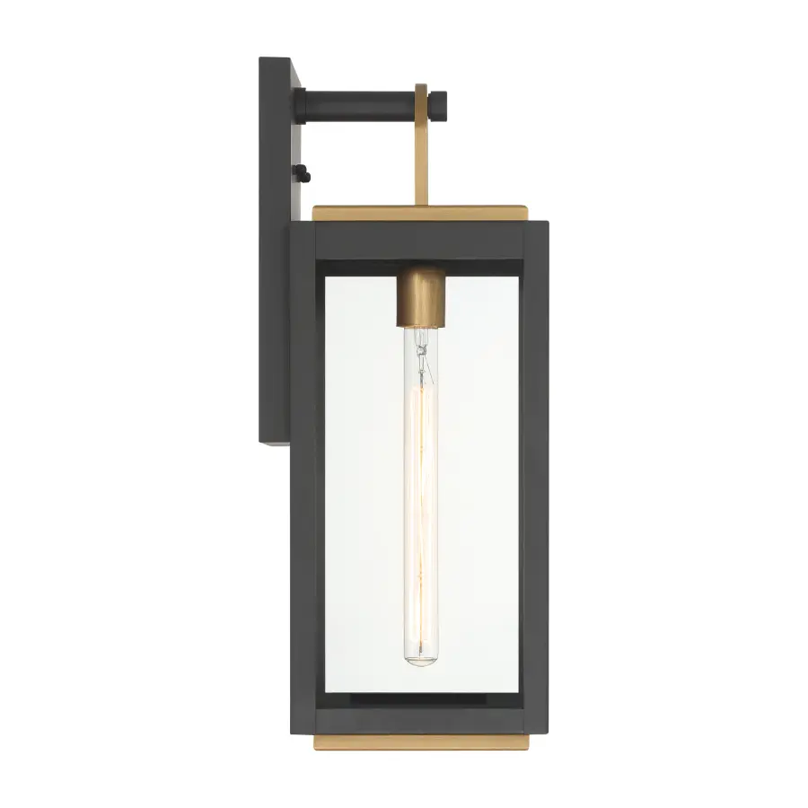 Fenmark 21.25" Dark Matte Black and Legacy Brass Outdoor Wall Lantern - Image 4