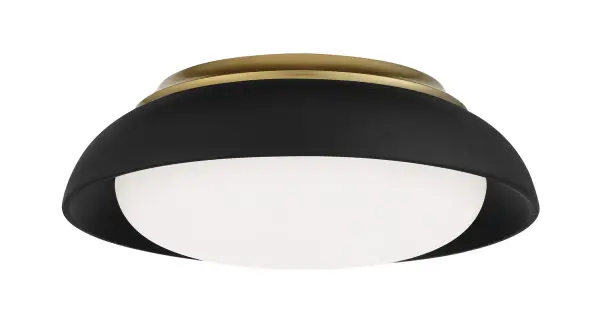 15" 20 Watt LED Flush Mount in Sand Coal and Honey Gold Finish with Frosted Glass