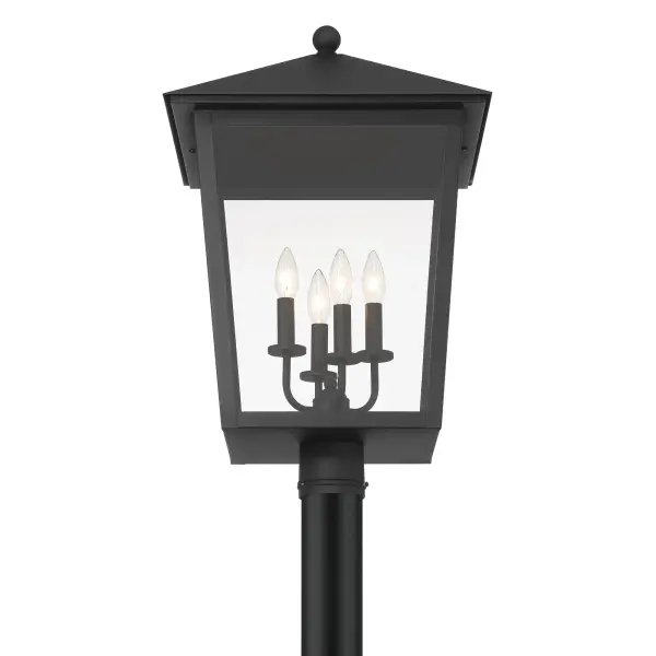 4 Light Outdoor Post Mount in Sand Coal Finish with Clear Glass - alternate view