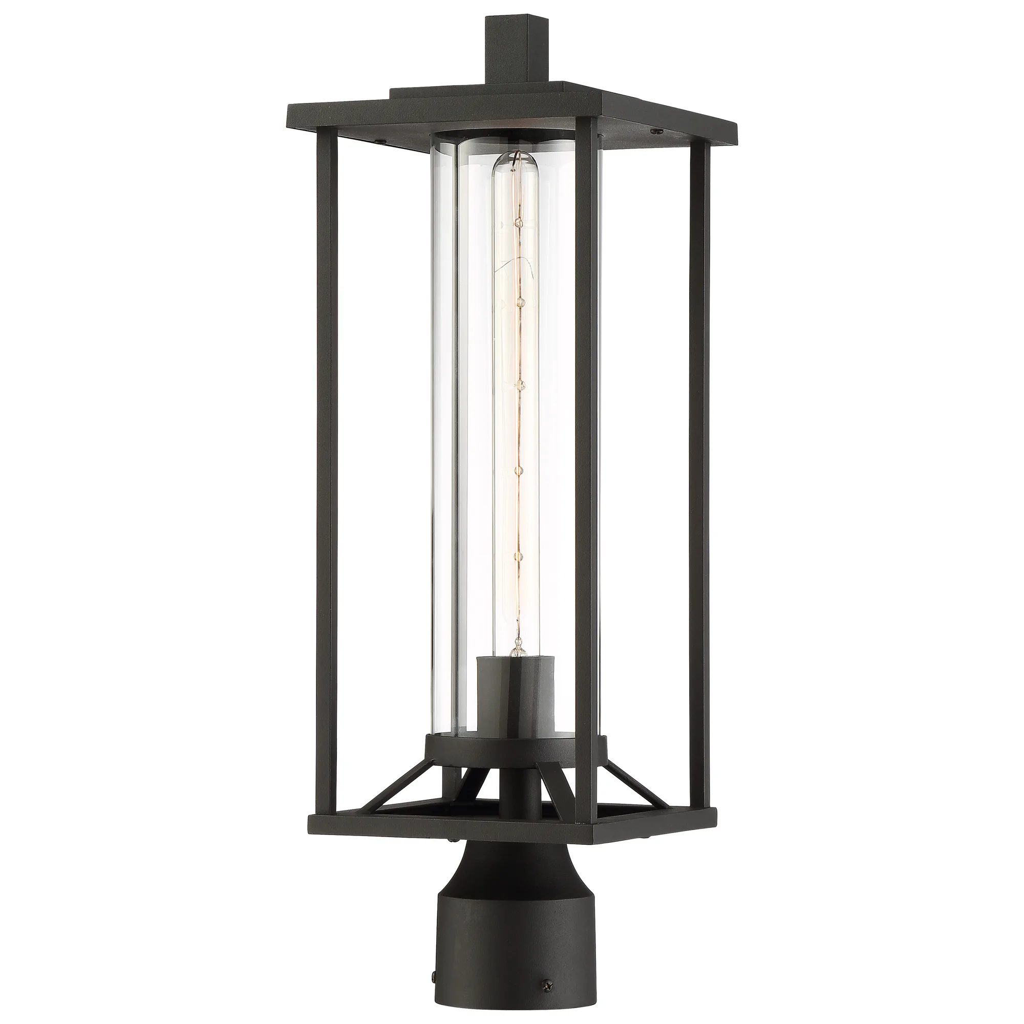 Trescott 1-Light Outdoor Post Mount in Sand Coal Black