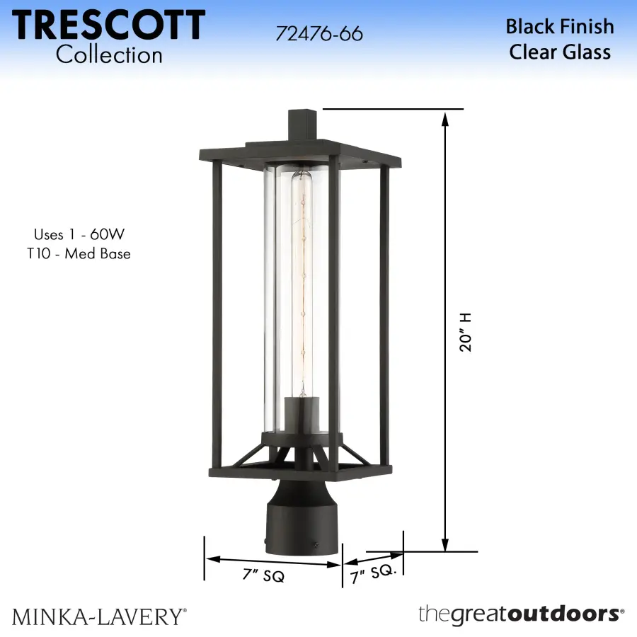 Trescott 1-Light Outdoor Post Mount in Sand Coal Black - Image 2