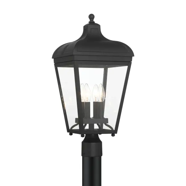 The Marquee 4-Light Post Mount combines contemporary aluminum construction with traditional candelabra styling. Its Sand Coal Black finish and glass sleeves create dramatic outdoor illumination for entryways and pathways.
