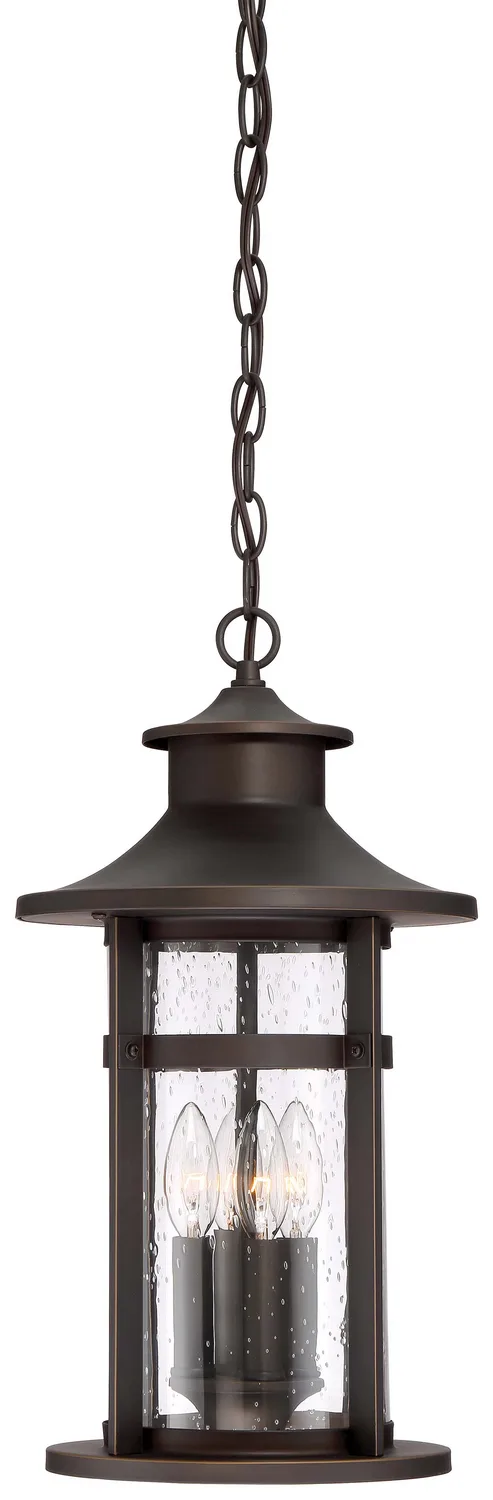 Highland Ridge Four Light Outdoor Chain Hung in Oil Rubbed Bronze w/Gold Highlights