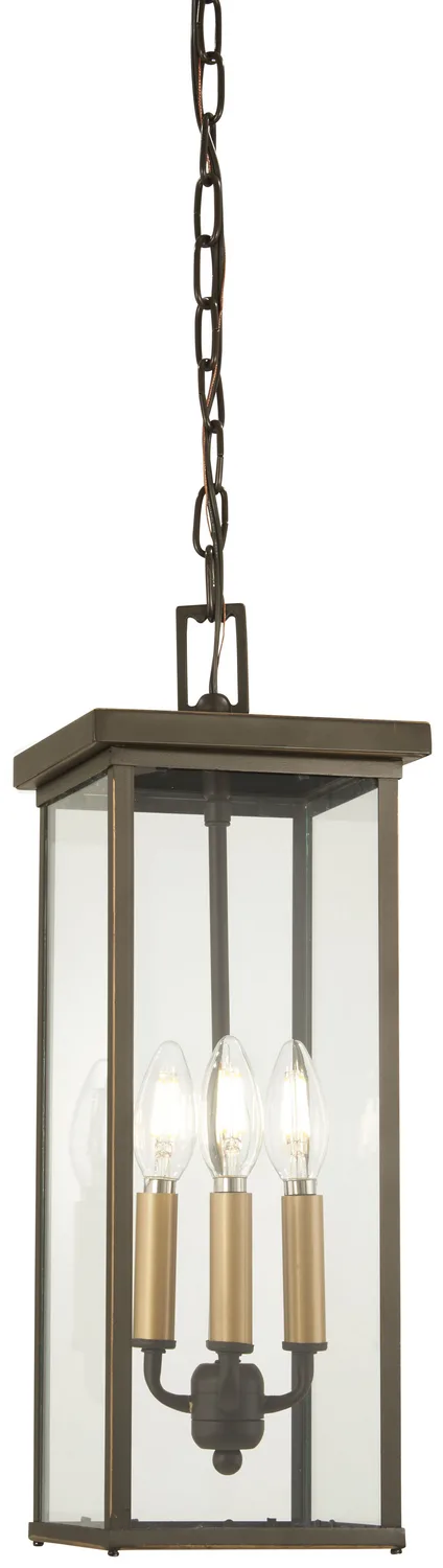 Casway Four Light Chain Hung Lantern in Oil Rubbed Bronze w/Gold Highlights