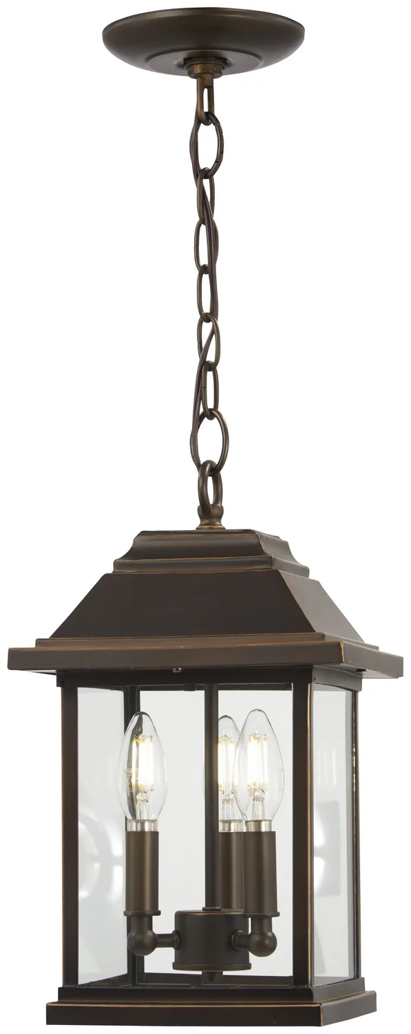 Mariner's Pointe Three Light Chain Hung Lantern in Oil Rubbed Bronze w/Gold Highlights