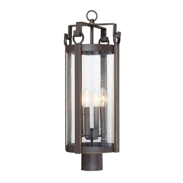 The Somerset Lane post mount combines traditional styling with durable aluminum construction and charming seeded glass. At 26.5" tall, it provides substantial presence for driveways, pathways, and entryways.
