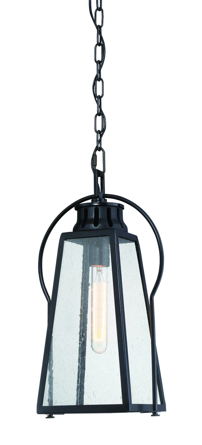 Halder Bridge One Light Outdoor Chain Hung Lantern in Sand Black