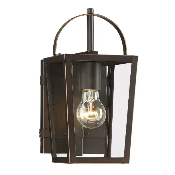 Outdoor Light with Oil Rubbed Bronze Finish and Gold Highlights and Clear Glass