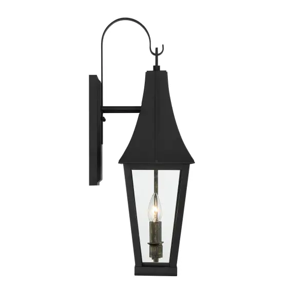 2 Light Outdoor Wall Mount in Sand Coal with Gold Accents Finish and Clear Glass - alternate view