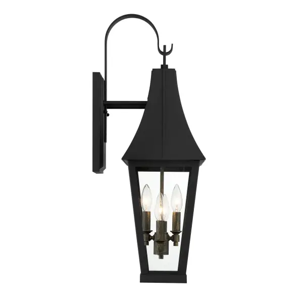 4 Light Outdoor Wall Mount in Sand Coal with Gold Accents Finish with Clear Glass - alternate view