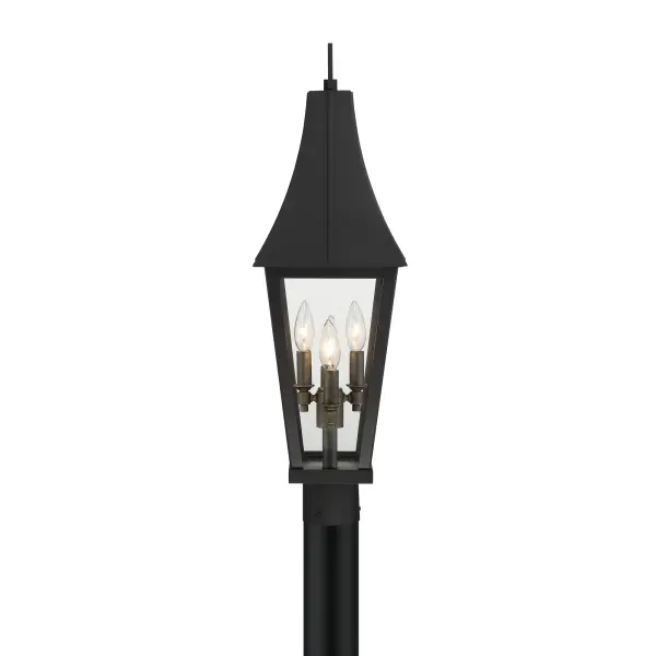 4 Light Outdoor Post Mount in Sand Coal with Gold Accents Finish and Clear Glass - alternate view