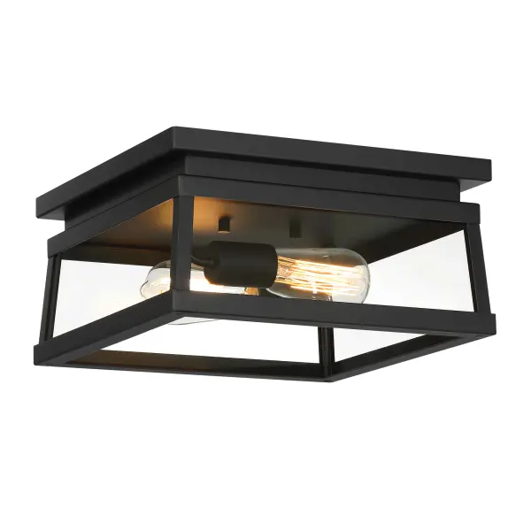 Isla Vista 2-Light Outdoor Flush Mount in Coal Black - Image 3