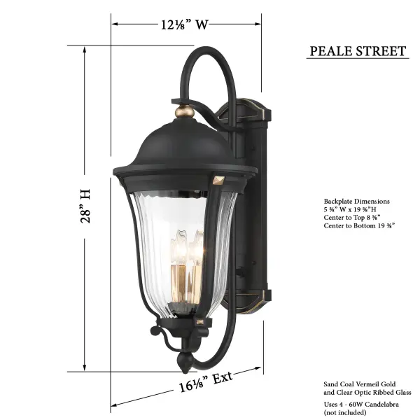 Peale Street 4-Light Outdoor Wall Lantern - Image 3