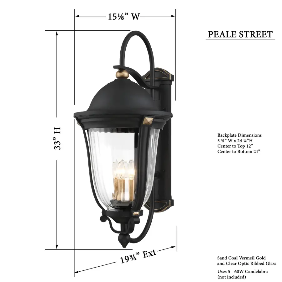 Peale Street 5-Light Wall Lantern - Image 3