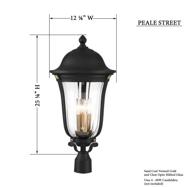 Peale Street 4-Light Outdoor Post Mount Lantern - Image 3