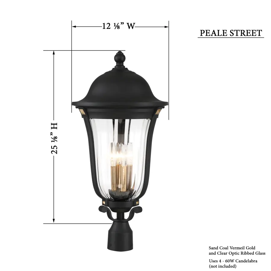 Peale Street 4-Light Outdoor Post Mount Lantern - Image 3