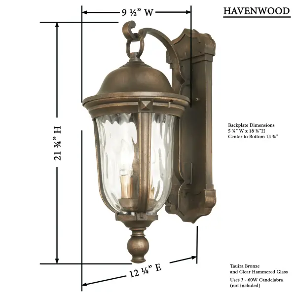 Havenwood 3-Light Wall Lantern - Image 3
