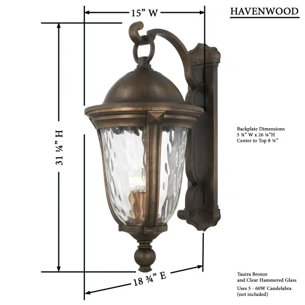 Havenwood 5-Light Wall Lantern - Image 3