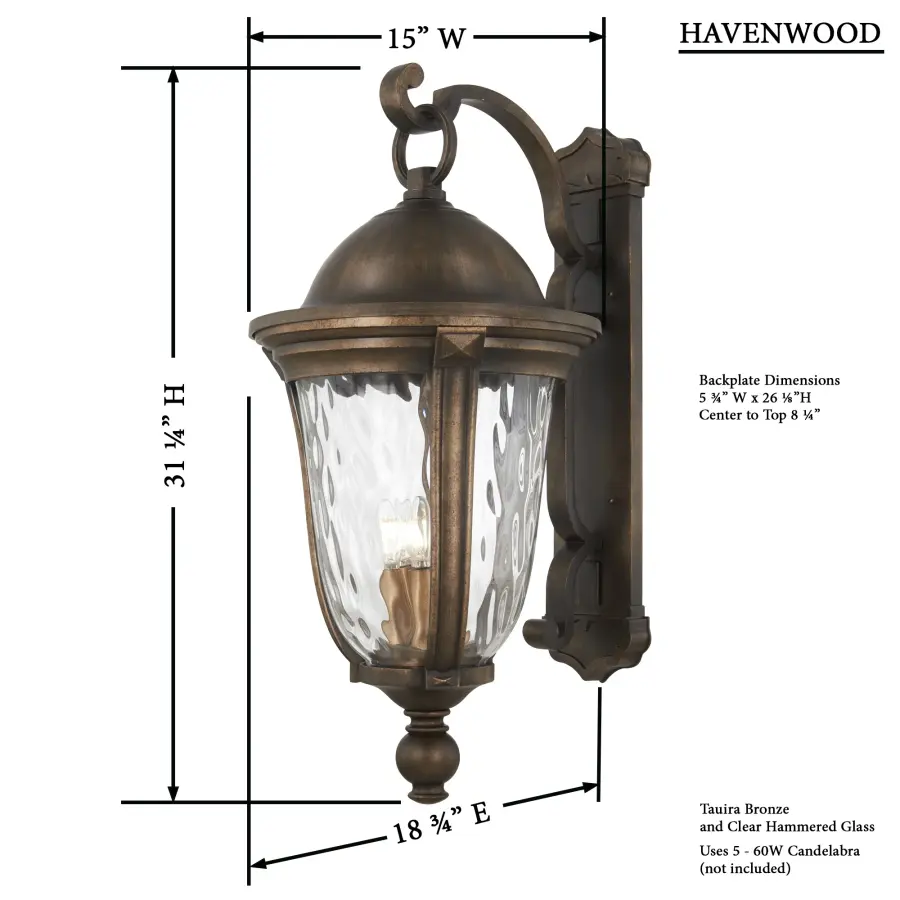 Havenwood 5-Light Wall Lantern - Image 3