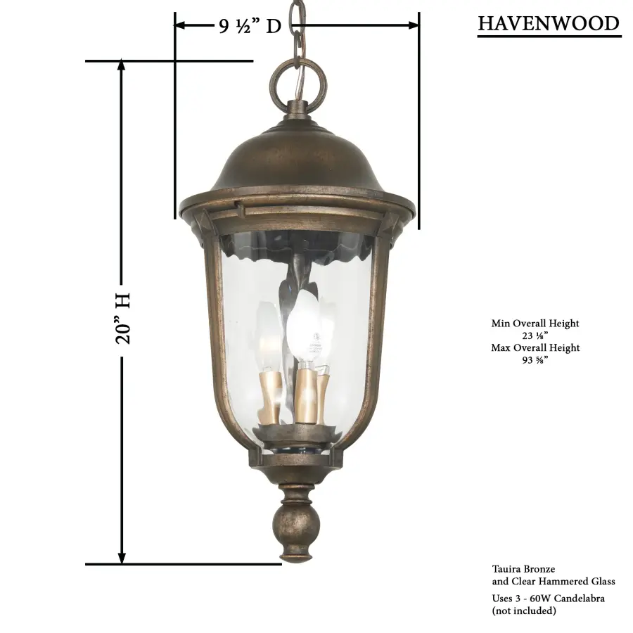 Havenwood 3-Light Chain Hung Lantern - Image 3
