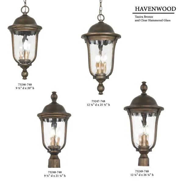 3 Light Post Mount in Tauira Bronze and Alder Silver Finish with Clear Hammered Glass - alternate view