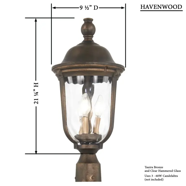 Havenwood 3-Light Outdoor Post Lantern - Image 3