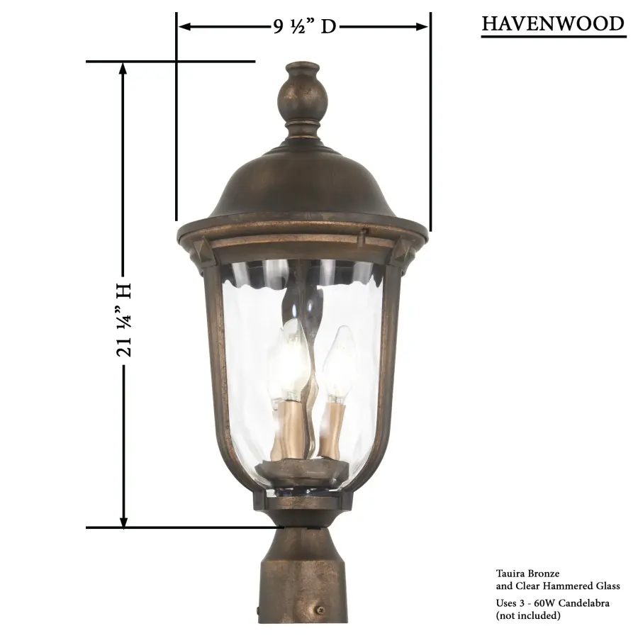 Havenwood 3-Light Outdoor Post Lantern - Image 3
