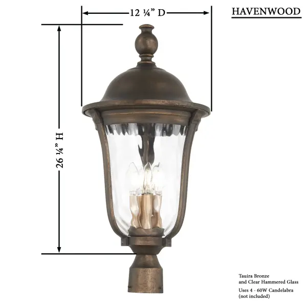 Havenwood 4-Light Outdoor Post Lantern - Image 3