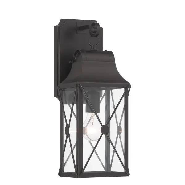 1 Light Outdoor Wall Mount in Oil Rubbed Bronze with Gold Highlights Finish and Clear Glass - alternate view