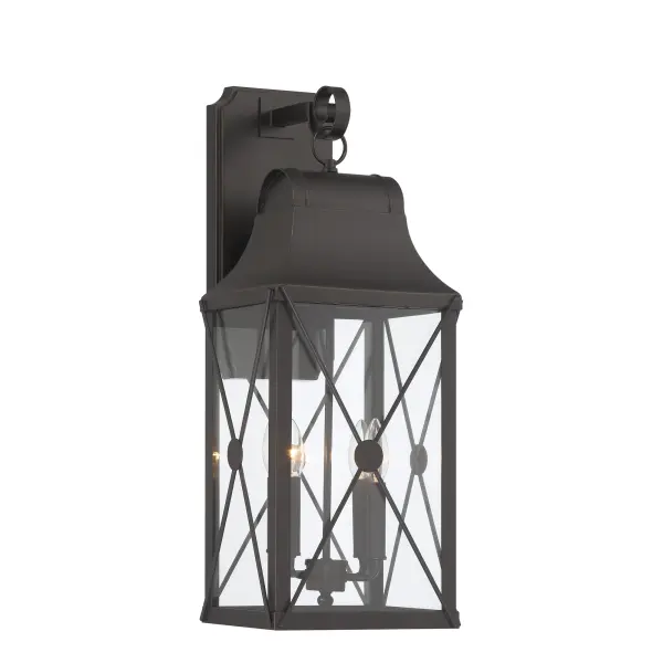 Medium Sized 4 Light Outdoor Wall Mount in Oil Rubbed Bronze with Gold Highlights Finish and Clear Glass - alternate view