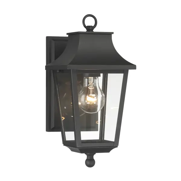 1 Light Outdoor Wall Mount in Sand Coal Black Finish with Clear Glass - alternate view