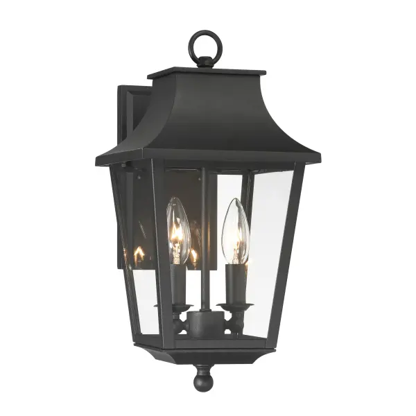 2 Light Outdoor Wall Mount in sand Coal Black with Clear Glass - alternate view