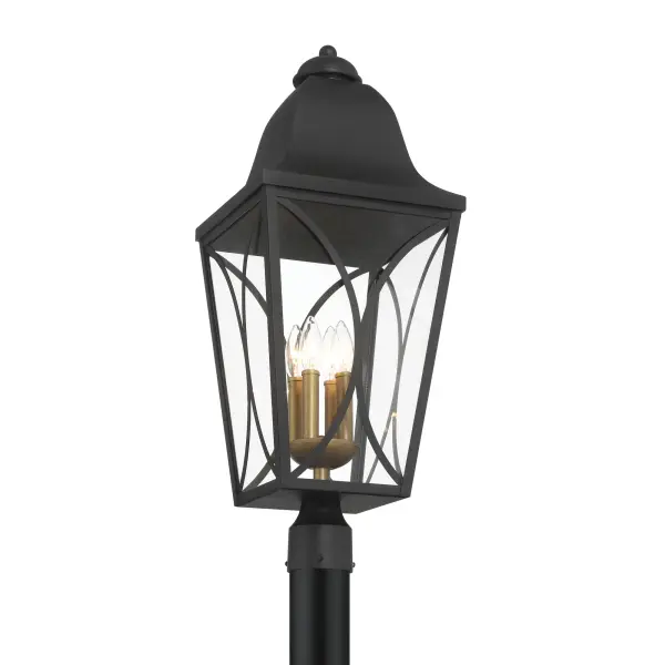 Cardigan 4-Light Outdoor Post Mount in Sand Coal Black & Olden Brass - Image 4