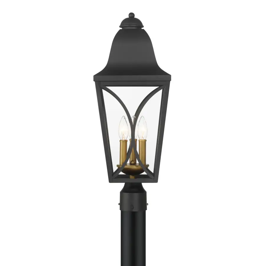 Cardigan 3-Light Outdoor Post Mount in Sand Coal Black & Olden Brass - Image 2