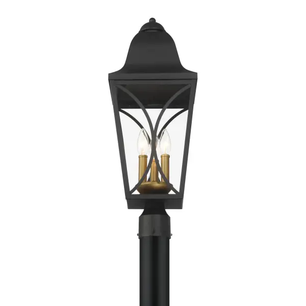 Cardigan 3-Light Outdoor Post Mount in Sand Coal Black & Olden Brass - Image 5