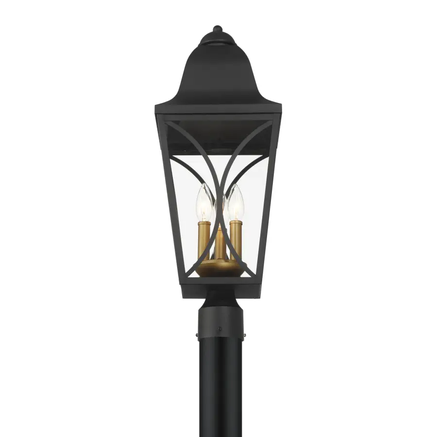Cardigan 3-Light Outdoor Post Mount in Sand Coal Black & Olden Brass - Image 5