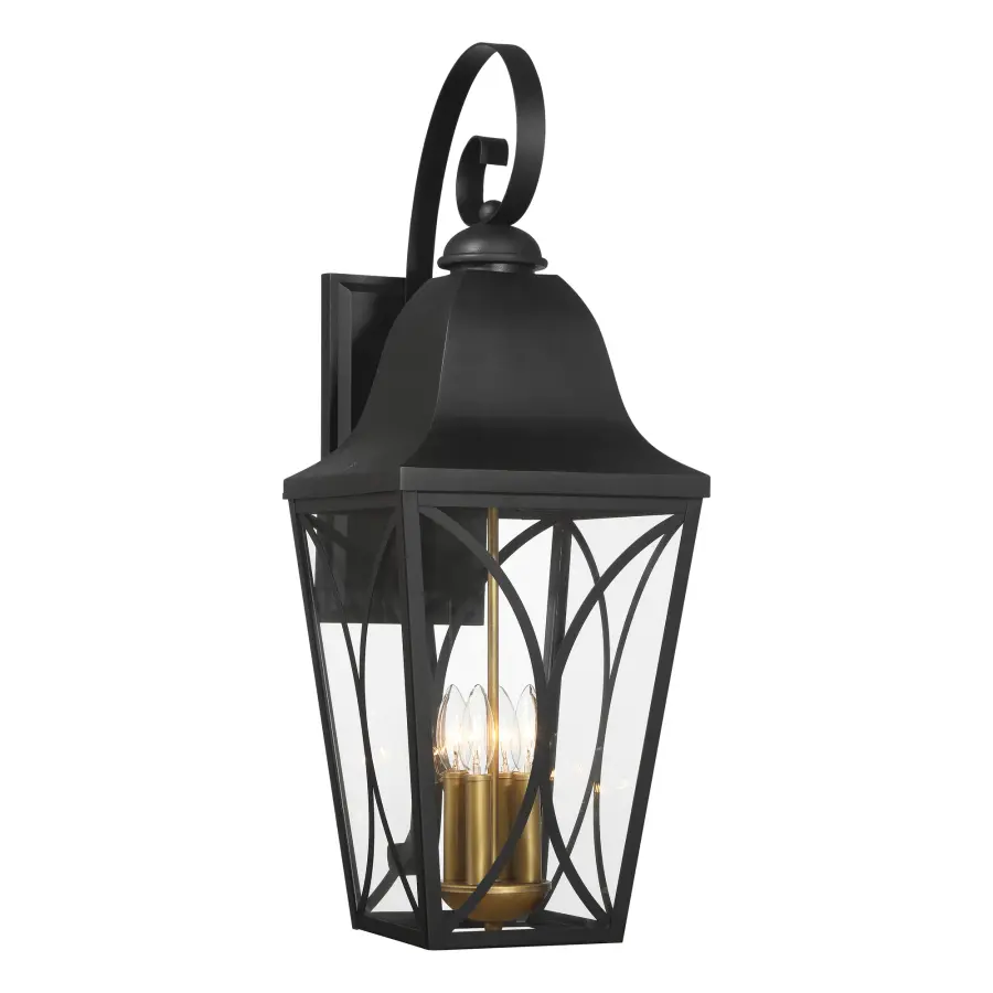 Cardigan 4-Light Outdoor Wall Mount in Sand Coal Black & Olden Brass - Image 1