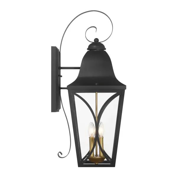 Cardigan 4-Light Outdoor Wall Mount in Sand Coal Black & Olden Brass - Image 4
