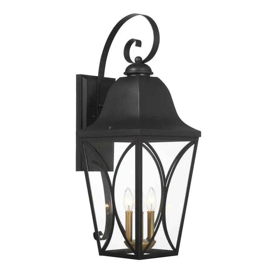 Cardigan 4-Light Outdoor Wall Mount in Sand Coal Black & Olden Brass - Image 5
